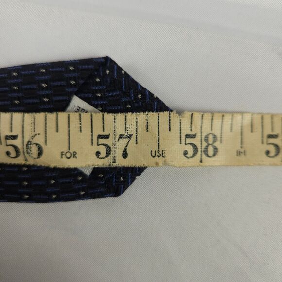 Meeting Street Black Blue Geometric Polka Dot Silk Tie 57.75" x 4" Made In Italy - Picture 7 of 7